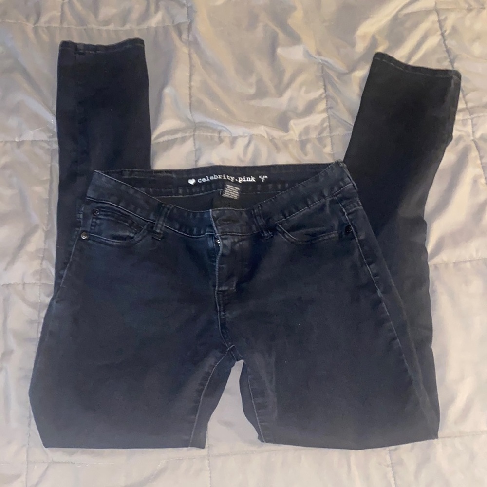 Women’s celebrity pink black skinny jeans size 7
